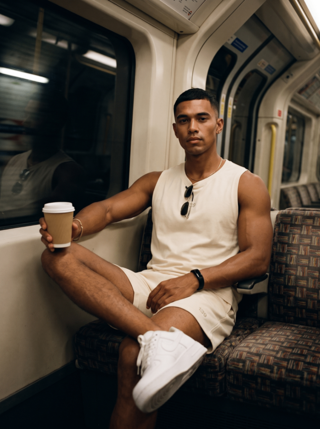 139 man in cream set on the underground